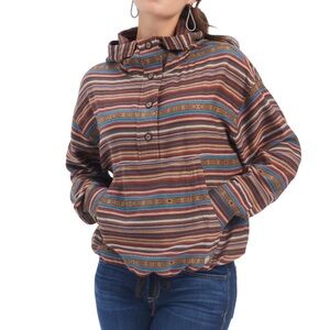 Ariat Horseshoe Bend Pullover Shirt Multi Jacquard Stripe Size M